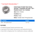 thumbnail image 2 of Intake Engine Variable Valve Timing Sprocket - Compatible with 2006 - 2011 Hyundai Accent 1.6L 4-Cylinder 2007 2008 2009 2010, 2 of 2