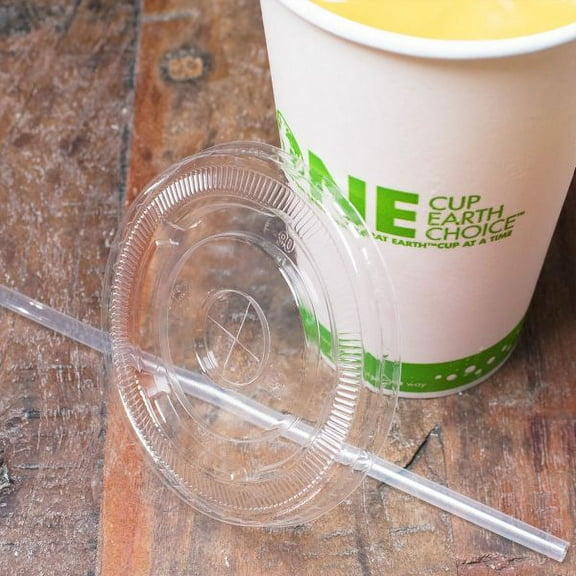 Karat Earth PLA Flat Lid for Eco-Friendly 12-22 oz Paper Cold Cup (90mm) - 1,000 pcs