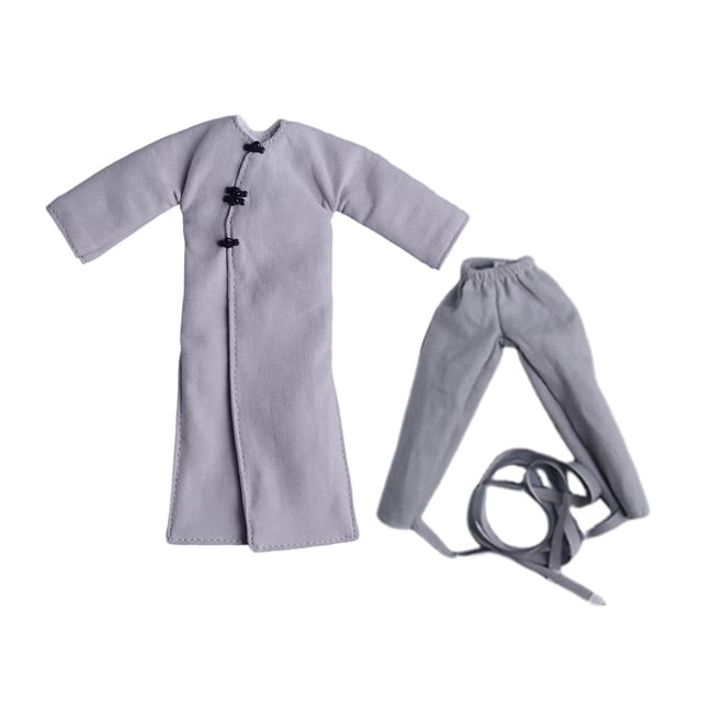 FashionCha 2 Pieces Miniature Figure Coat Action Figure Clothes Costume Accessory Trench Coat Mid Length Jacket Cloth Material Suitable for Tabletop Gaming Model Dioramas grey