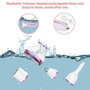 4 in 1 Electric Razor for Women Cordless Hair Removal Ladies Shaver Painless Body Hair Trimmer Remover Rechargeable Epilator for Bikini Facial Nose Ear Eyebrows Leg