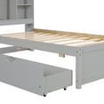 thumbnail image 5 of Twin Storage Bed with Bookcase Headboard, Twin Size Captain Bed Frame, with 2 Drawers and Charging Station, Twin Bed Frame with Storage, No Box Spring Needed, Easy Assembly, Gray, 5 of 10