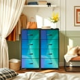 thumbnail image 6 of 4 Drawer Vertical Storage Dresser Minty Stained Glass with Wood Top Fabric Pull Drawers, 6 of 8