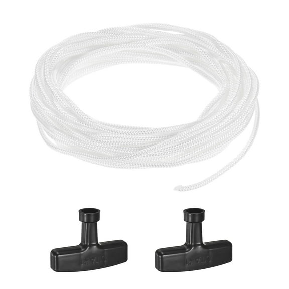 Uxcell Recoil Starter Rope Pull Cord 3.5mm 10m Nylon Pull Cord with Handles White,Black