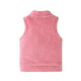 thumbnail image 6 of Sherpa Vest Jacket Toddler Kids Coral Fleece Sleeveless Zipper Teddy Coat with Pocket Collared Winter Boys Girls' Clothing, Pink, 4 Years, 6 of 7
