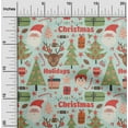 thumbnail image 1 of oneOone Georgette Viscose Light Mint Green Fabric Santa|Gift Box & Tree Christmas Quilting Supplies Print Sewing Fabric By The Yard 42 Inch Wide, 1 of 4