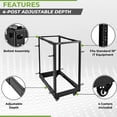 thumbnail image 2 of NavePoint 18U 4 Post Server Rack – Open Frame Rack for 19 Inch Equipment, Adjustable Depth 4-Post Network Rack with Casters Wheels, 18U Server Rack 1320lbs Capacity, Black, 2 of 5