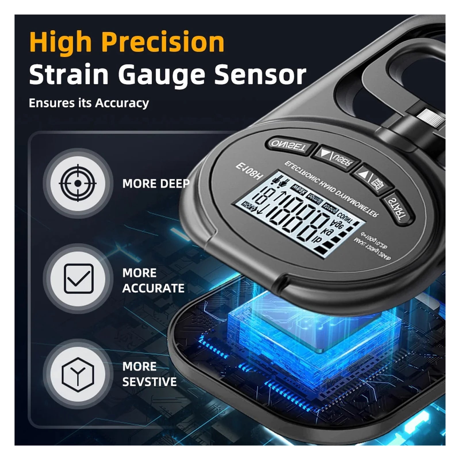Grip Strength Tester 265Lbs/120Kg Digital Hand Dynamometer Grip Strength Meter USB LCD Screen Hand Grip Dynamometer ,Comfortable to Use