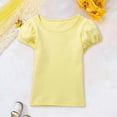thumbnail image 2 of Gunia Girls Casual Short Sleeve T Shirts Kids Summer Tops Cute Graphic Crewneck Basic Solid Color Toddler Tees Tshirts Yellow, 2 of 3