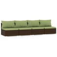 thumbnail image 6 of vidaXL 4 Seater Sofa with Cushions Brown Poly Rattan, 6 of 9