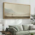 thumbnail image 2 of Large Framed Canvas Print A lonely figure walking through the quiet landscape Wall Art Decorative Ready to Hang Painting for Living room Bedroom - 60"x30" Natural Frame, 2 of 7