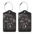 thumbnail image 3 of Honeii Monochrome Mushroom Artwork Print Leather Luggage Tag for Suitcases,ID Tags,Bag Tags for Luggage,Functional Travel Tag-4 PCS, 3 of 5