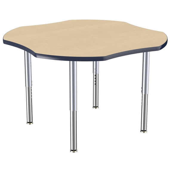 ECR4Kids 48in Clover Everyday T-Mold Adjustable Activity Table Maple/Navy/Silver - Super Leg