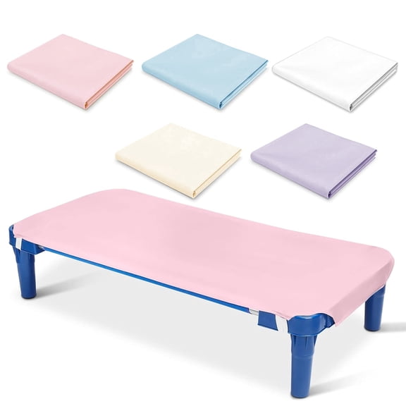 GOLDCOLIN 5 Pack Toddler Day Care Cot Sheet 100% Natural Cotton Percale 23" x 51" PINK Soft Breathable Unisex Fitted Cot Cover