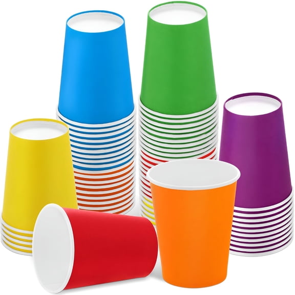 ACDANC 10pcs Disposable Coffee Cups 9 oz Paper Cups,Hot or Cold Beverage Paper Cups Thickened Durable Disposable Cups for Party,DIY and Holiday Picnic Multicolor