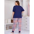 thumbnail image 4 of Lochas Pajamas Set for Women Sleepwear Plus Size Nightwear Loungewear Homewear 2PCS Pyjama Pjs,Plaid, 4 of 6