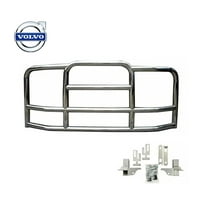 Large Model Deer Grille Guard Compatible for VOLVO VNL (2004-2017) with Brackets - 90"x10-1/5"x40" Heavy Duty Polished Stainless Steel Grille Guard for Trucks