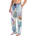 thumbnail image 4 of Men's Pajama Pants with Pockets Sleepwear Lounge Pants Stretch Casual Cactus Flowers, 4 of 6