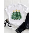 thumbnail image 2 of Camisetas estampadas de manga corta para mujer, ropa de moda con estampado de estrella, árbol de acuarela, tendencia linda, Feliz Navidad, Año Nuevo, 2 of 4
