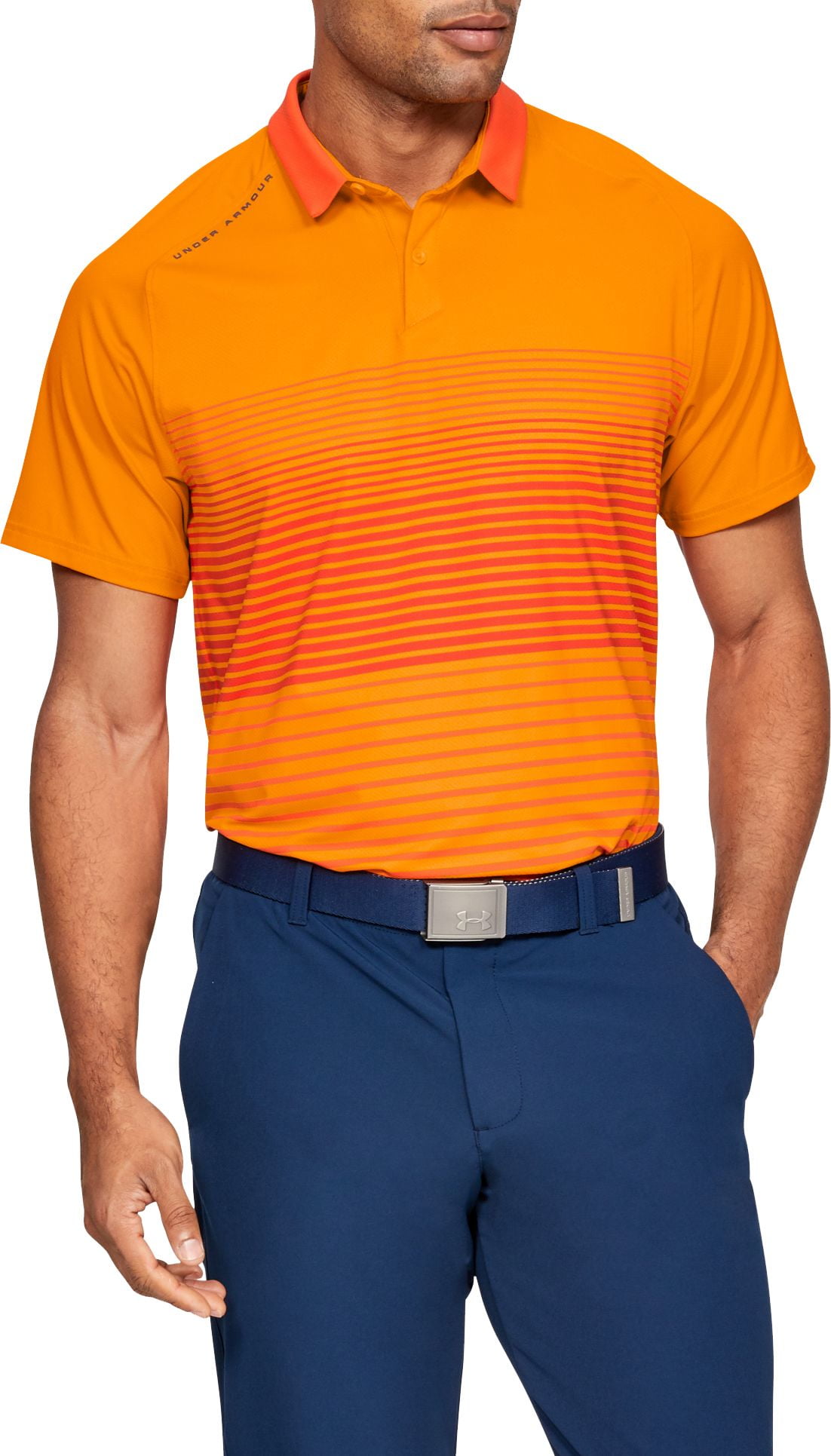 yellow under armour golf shirt