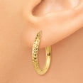thumbnail image 2 of Real 14kt Yellow Gold Knife Edge Diamond-cut 2.5x20mm Hollow Hoop Earrings; for Adults and Teens; for Women and Men, 2 of 4