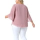 thumbnail image 3 of Blusas de verano casuales de gasa para mujer de tallas grandes Agnes Orinda, con cuello redondo y mangas 3/4, color rosa, talla 4X, 3 of 6