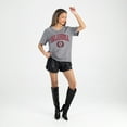 thumbnail image 3 of Women's Gameday Couture Gray Oklahoma Sooners Iconic Edge Rhinestone V-Neck T-Shirt, 3 of 7