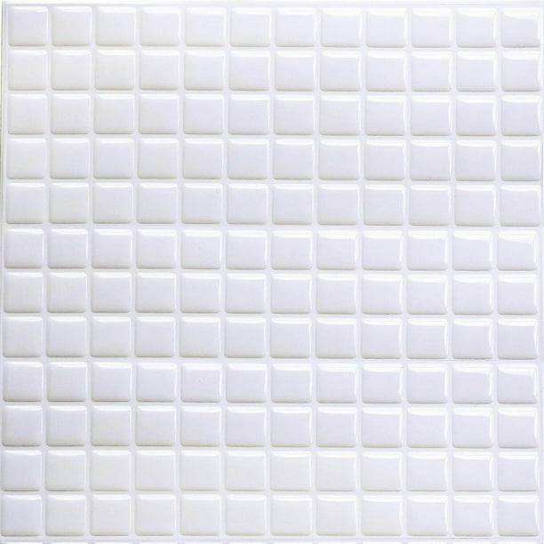 3D Mosaic Tiles Adhesive Wall Waterproof Self-adhesive Tile Sticker 23.6X23.6cm for Kitchen Bathroom-4 pieces