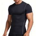 thumbnail image 4 of LTTVQM Men's Compression Shirts Short Sleeve Athletic Workout Tops Quick Dry T Shirt Summer Comfort Base Layer Undershirt Black L, 4 of 4