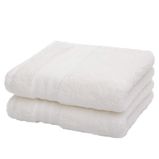 Leisofter Toallas de Mano de algodón Ultra Gruesas, Suaves y absorbentes para baño (Blanco, Paquete de 2, 14" x 29") - Toallas Multiusos para baño, Gimnasio y SPA con Lazo para Colgar