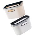 thumbnail image 3 of Raindrops 2pcs Kitchen Trash Can Plastic Garbage Bag Hanging Storage Box Garbage Bin Waste Paper Basket For Home Kitchen (White + Beige), 3 of 8