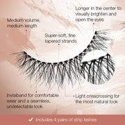 Ardell Naked Strip False Eyelashes 421, Natural-Looking Eye Lashes Lash, 4 Pairs