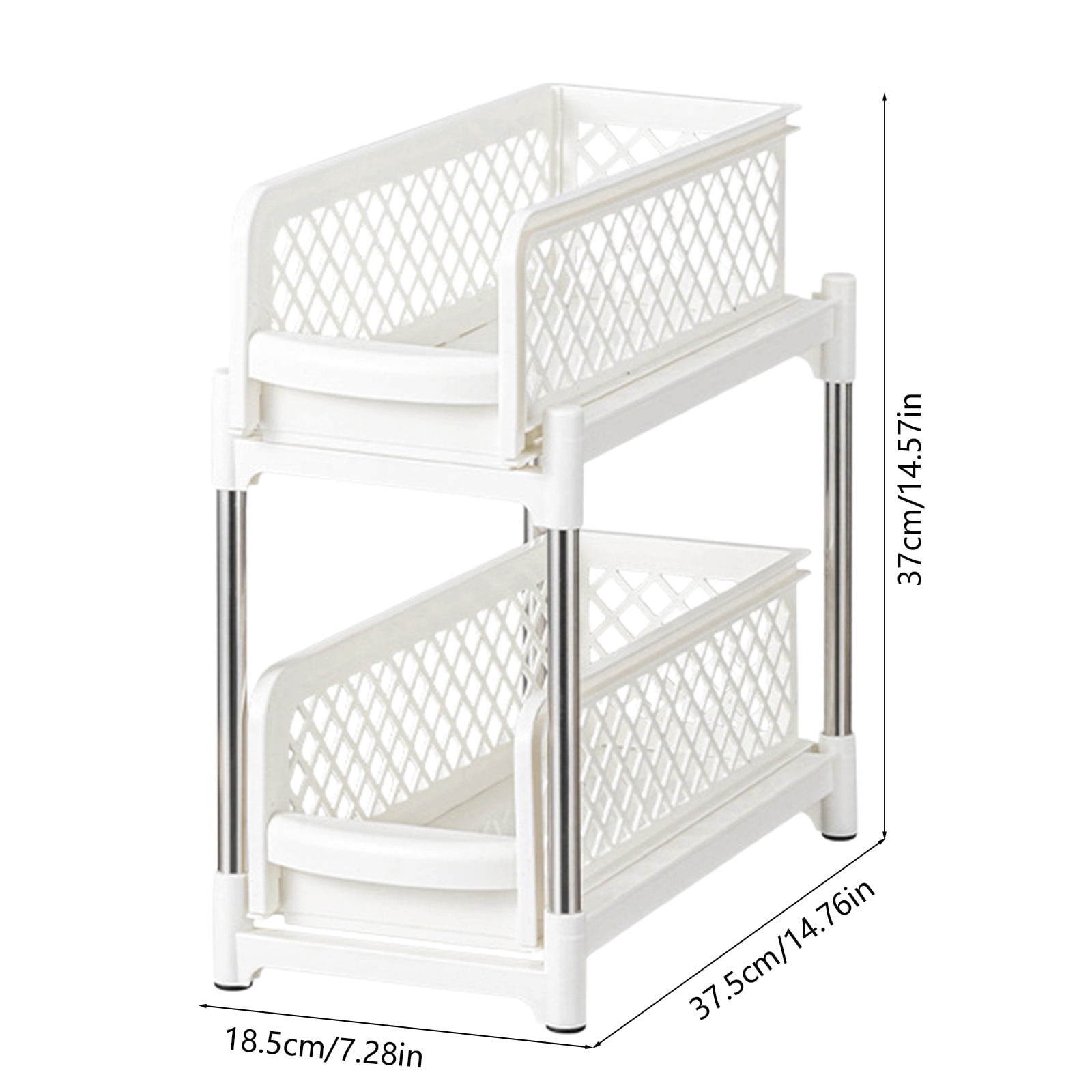 YIMWNYI 2 Tier Sliding Shelves Storage Under Sink Organizer, Bathroom Kitchen Organizers, Pull Out Cabinet Drawer Shelf, Pantry Organizer, Durable Plastic, Easy Assembly, Dual Storage Solution