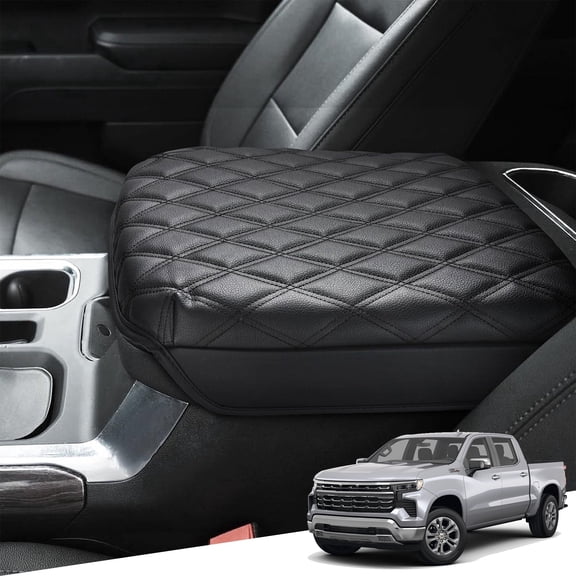 KBH Center Console Armrest Cover for Chevy Silverado & GMC Sierra 2019-2026, Tahoe Suburban Yukon 2021-2026 Middle Console Lid Arm Rest Cushion Pad, Black Diamond(Bucket Seat Only)