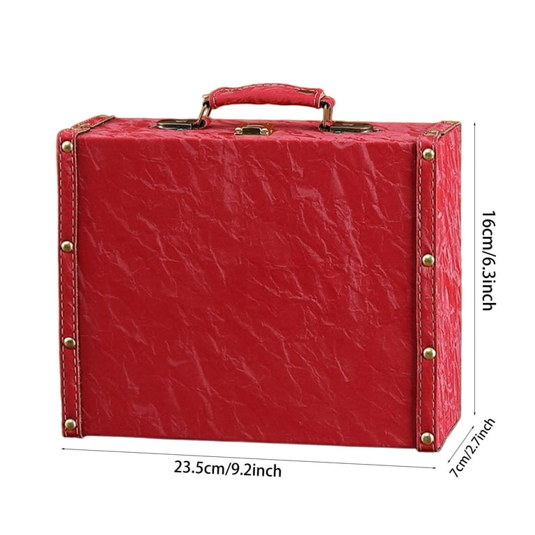 Leather Suitcase Set Wooden Storage Old-Fashioned Luggage