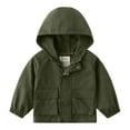 thumbnail image 2 of lkfuzj Toddler Boys Girls Long Sleeved Jacket Zip Up Coat Hoodie Outerwear Windbreaker Fall Winter Jackets for Kids - Army Green, 2 of 4