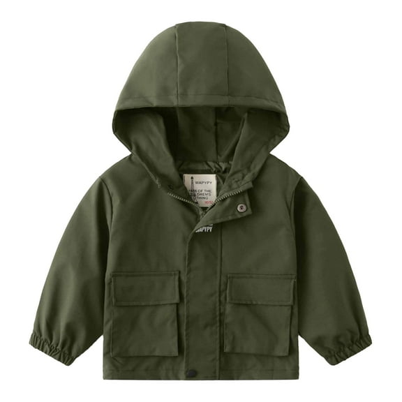 ZZwxWA Spring Autumn Boys' Loose-Fit Zip-Up Jacket, Embroidered Lettering Hooded Windbreaker with Dual Pockets for Kids