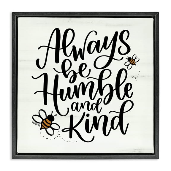 Stupell Industries Inspiring Humble & Kind Animals Painting Black Floater Framed Canvas Art Print Wall Art, 18 x 18