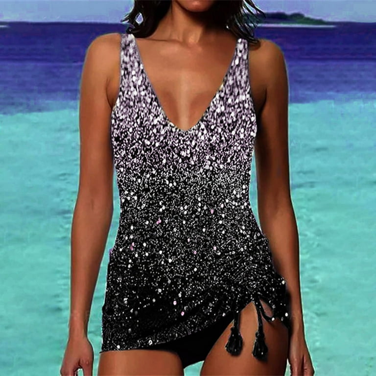 Upioiwer Coral Reef Swimsuits For Women Two Piece Bathing Suit Tummy Control Size Bathing Suits For Women Women Swimsuits For Women Bathing Suits Two Piece Tops With Bikini Bottoms Twists Swimwear Pin