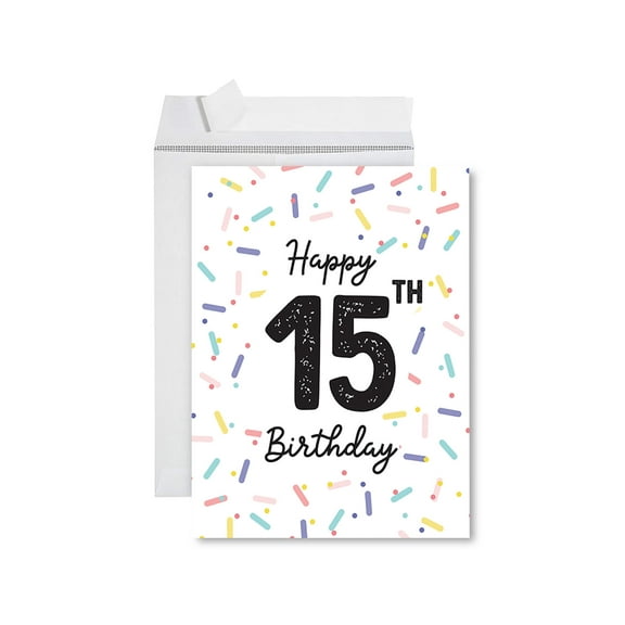 Koyal Wholesale Jumbo Happy Birthday Card with Envelope, Happy 15th Birthday Card, Daughter, Granddaughter, 1-Pk
