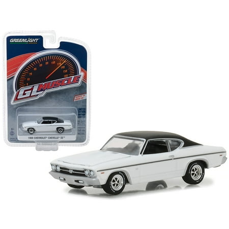 Chevrolet Chevelle Carpet - 1969 Chevrolet Chevelle SS White with Black Top Greenlight Muscle Series 20 1/64 Diecast Model Car by Greenlight
