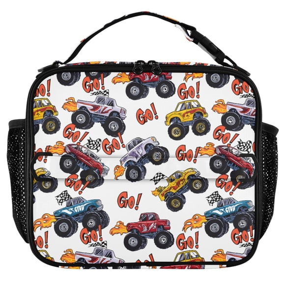 ALAZA Monster Trucks Insulated Lunch Box Lunch Bag Cooler Tote with Shoulder Strap
