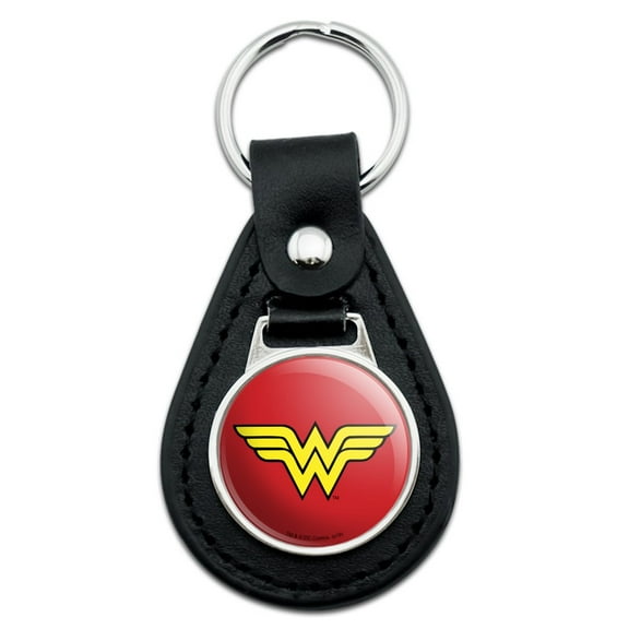 Black Leather  Wonder Woman Classic Logo Keychain