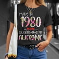 thumbnail image 4 of 43Th Birthday For Women Floral Made In 1980 Birthday TShirt, 4 of 6