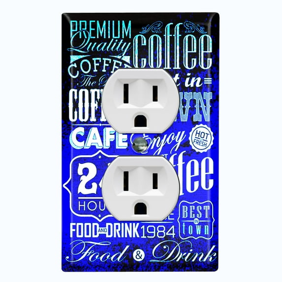 Metal Light Switch Plate Cover Cafe Diner Coffee Sign Blue COF034