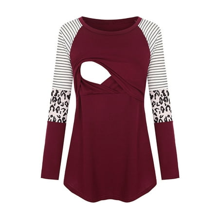 

LilyLLL Pregnant Maternity Clothes Nursing Tops Breastfeeding Long Sleeve Shirt Blouse