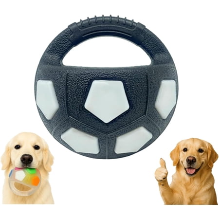 Dog Calming Ball with Handle Interactive Chew Toy with Squeaking Sound for Anxiety Relief Durable Rubber Fetch Toy