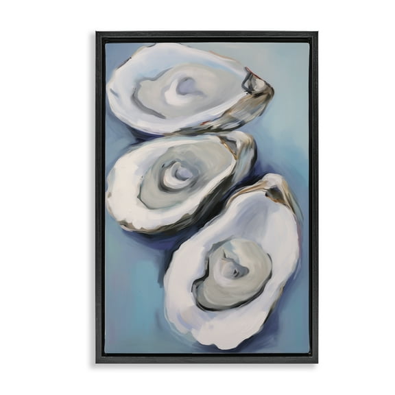 Stupell Industries Oyster Seashell Trio Animals & Insects Painting Black Floater Framed Canvas Art Print Wall Art, 17 x 25
