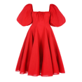 thumbnail image 4 of PENGXIANG Robe pour Femmes Adulte Imprimé Fleuri/couleur Unie Manches Courtes Bouffantes Col Carré Robe Féminine, 4 of 5