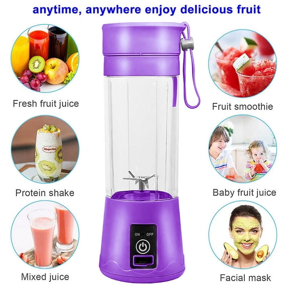 KingShop Portable Blender, Personal Size Mini Blender, 380ml USB Rechargeable Jucier Cup, Shakes and Smoothies with Ice Tray for Home, Travel, Sport, Office