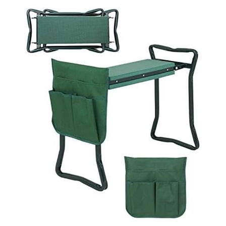 Portable Folding Garden Kneeler Seat with Free Tool Pouches Lightweight Garden Stools with Soft Kneeling Pad- Foam Pad Protects Your Knees